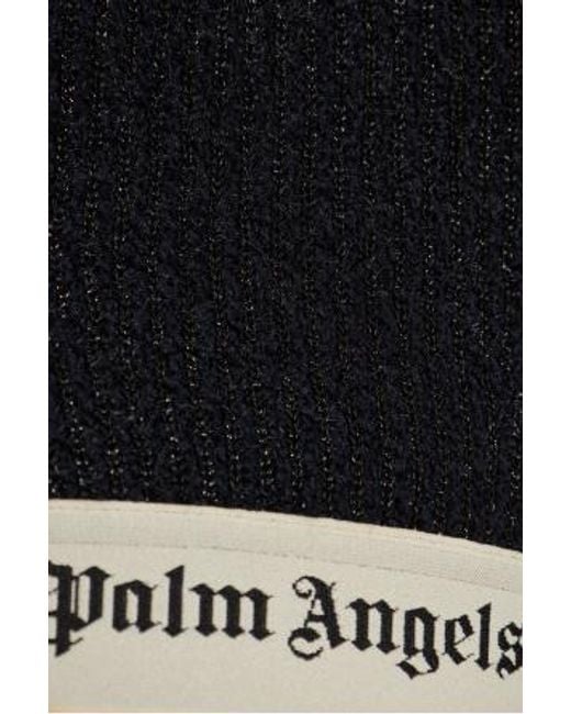Palm Angels Black Stand Up Collar Knitted Top