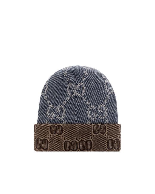 Gucci Blue Reversible Gg Beanie for men