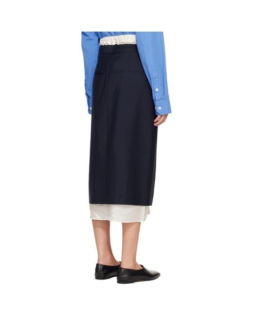Rohe Blue Contrast-Trim Midi Skirt
