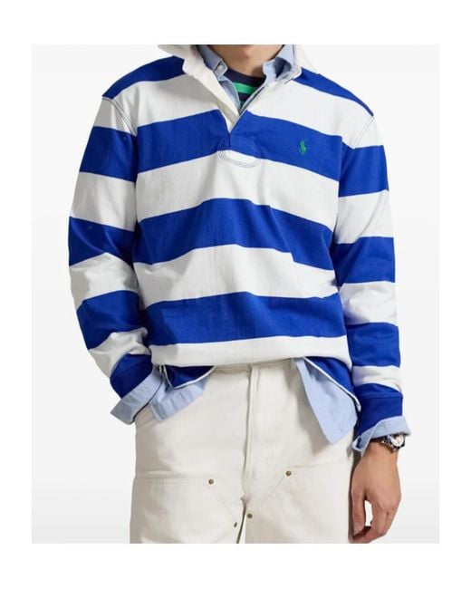 Polo Ralph Lauren Blue Striped Long-Sleeve Polo Shirt for men