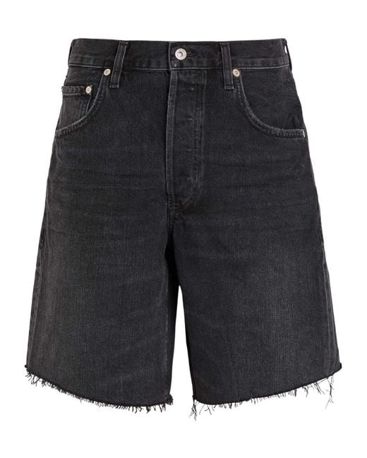 Citizens of Humanity Black Frayed Denim Shorts