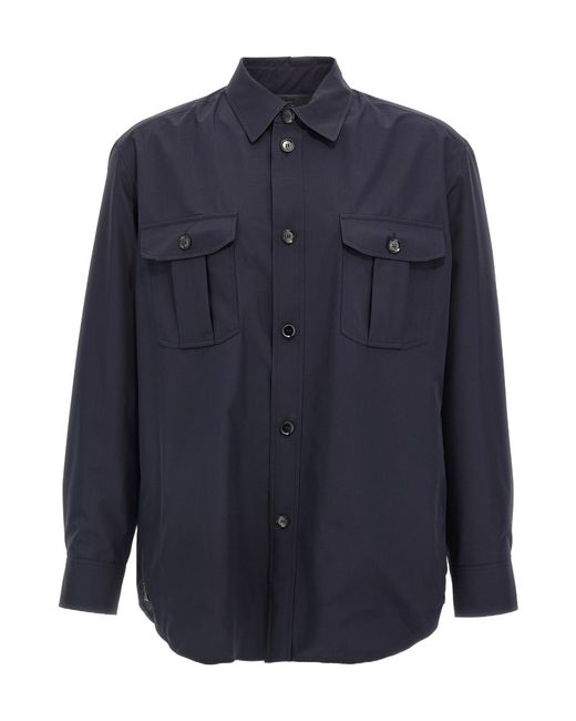Brioni Blue Flap Pocket Shirt Jacket for men