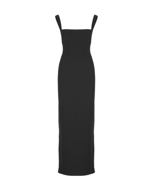 Solace London Black Joni Square-Neck Crepe Maxi Dress
