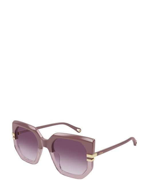 Chloé Purple Chloé Eyewear Oversized Square Frame Sunglasses