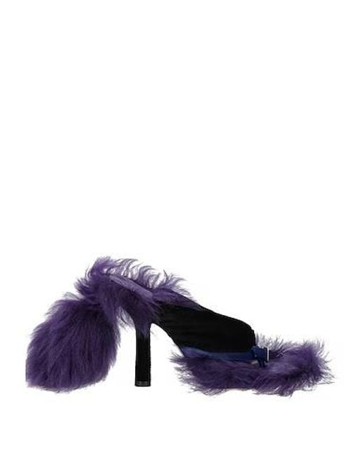 Burberry Blue Shearling High-Heeled Sandals