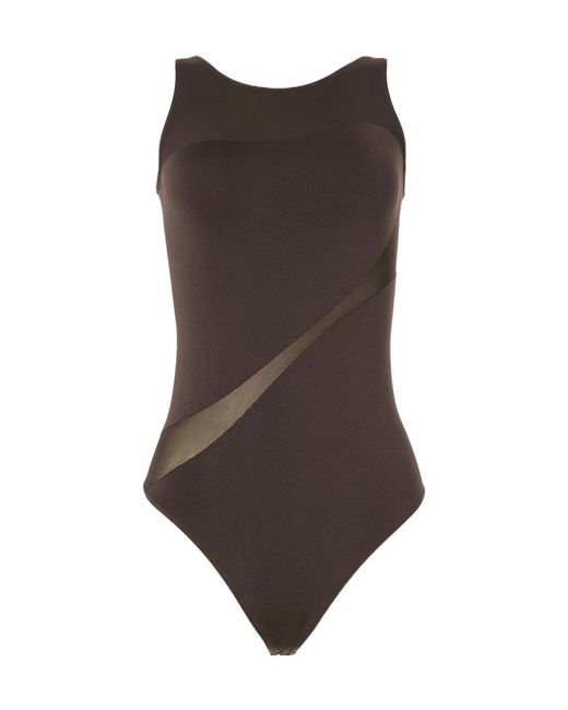 Wolford Brown Shade Sheer Panel String Body
