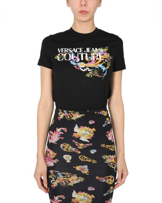 Versace Jeans Black Logo-Print Cotton T-Shirt