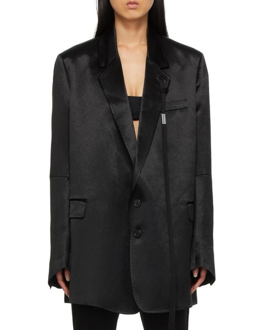 Ann Demeulemeester Black Polished Oversize Button-Up Blazer