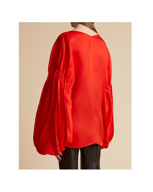 Khaite Red The Quico Puff-Sleeved Blouse