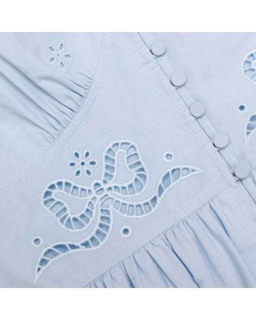 Self-Portrait Blue Embroidered Midi Dress