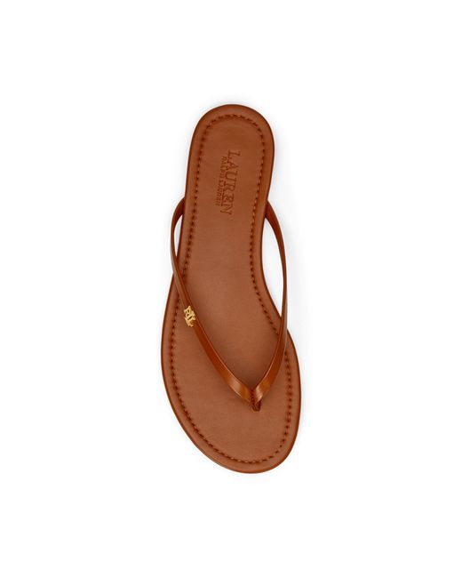 Ralph Lauren Brown Logo Detail Flat Sandals