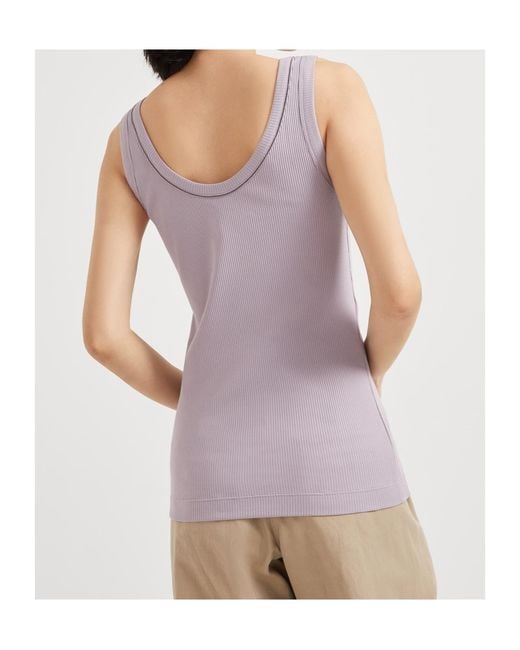 Brunello Cucinelli Purple Ribbed Tank Top