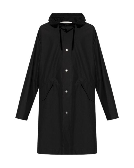 Jil Sander Black Logo Printed Hooded Parka for men