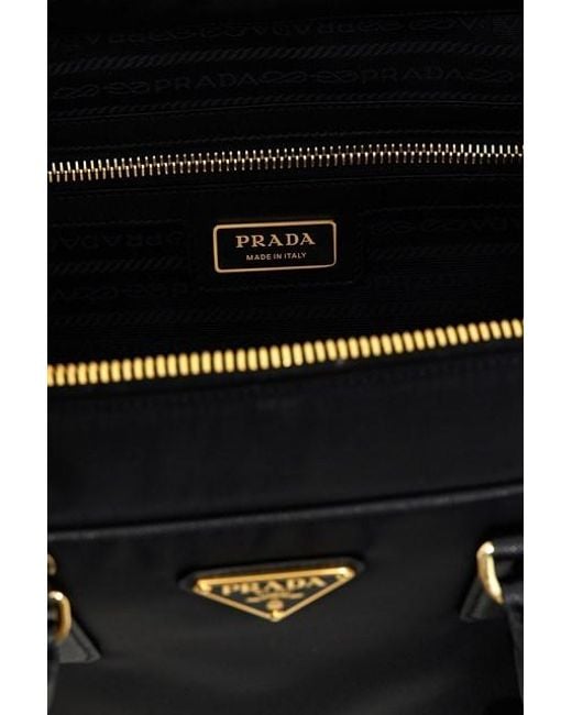 Prada Black Re-Edition 1978 Triangle-Logo Zipped Tote Bag