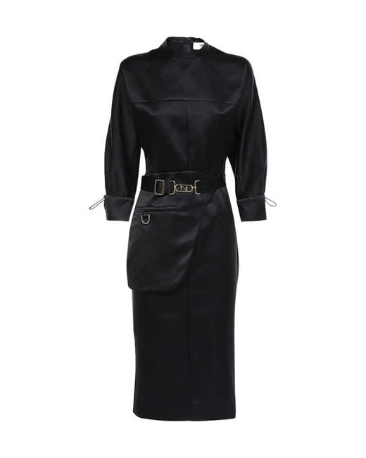 Fendi Black Belted Logo Dress