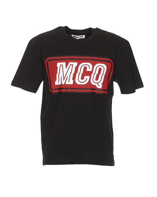 McQ Alexander McQueen Black Mcq Letter Printed Short-Sleeved T-Shirt for men