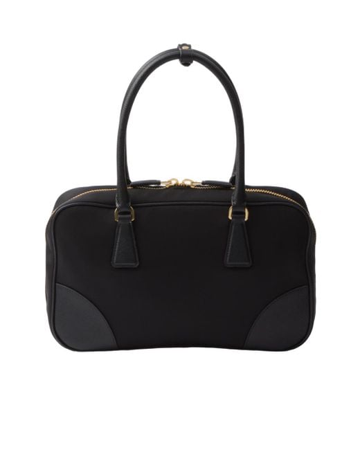 Prada Black Re-Edition 1978 Medium Re-Nylon And Saffiano Leather Two-Handle Bag