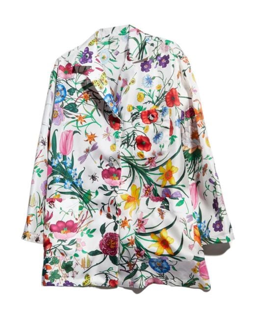 Gucci White Printed Silk Twill Shirt