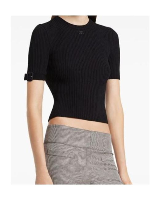 Courreges Black Courrèges Buckle Knitted T-Shirt