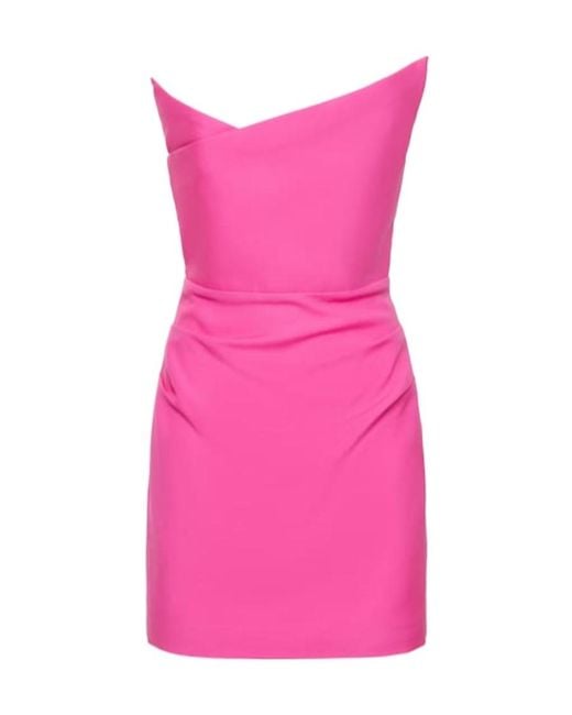 Roland Mouret Pink Mini Dress With Asymmetrical Neckline