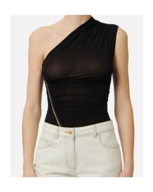 Elisabetta Franchi Black One-Shoulder Top