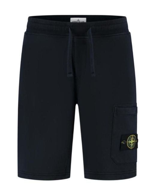 Stone Island Blue Garment-Dyed Fleece Cargo Shorts for men