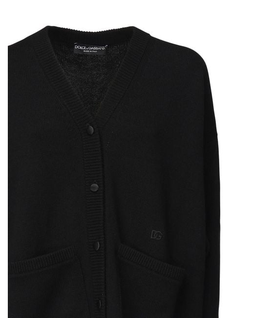 Dolce & Gabbana Black Dg Logo Embroidered Knitted Cardigan