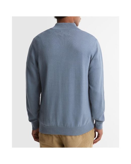 Barbour Blue Quarter-Zip Knit Jumper for men