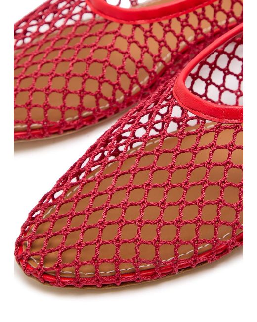 Staud Red Solid Color Woven Ballet Flats