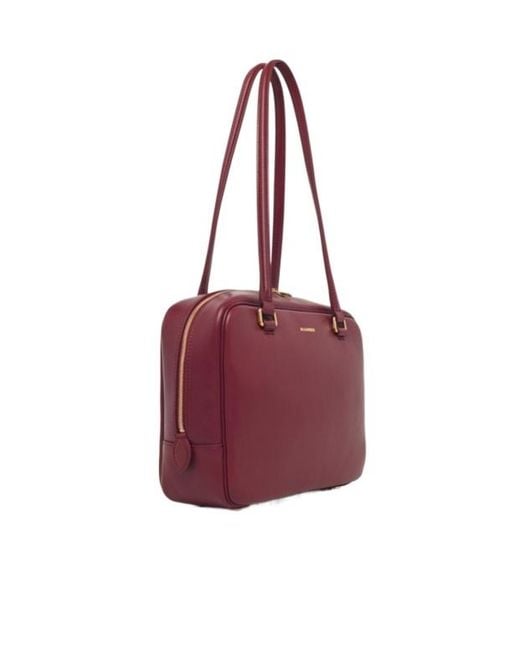 Jil Sander Purple Logo Printed Medium Vision Bag