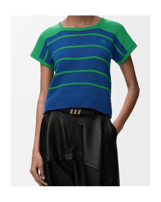 Loewe Green Striped Cropped Knitted Top