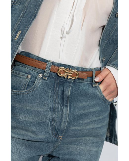 Ferragamo White Logo Double-Sided Belt