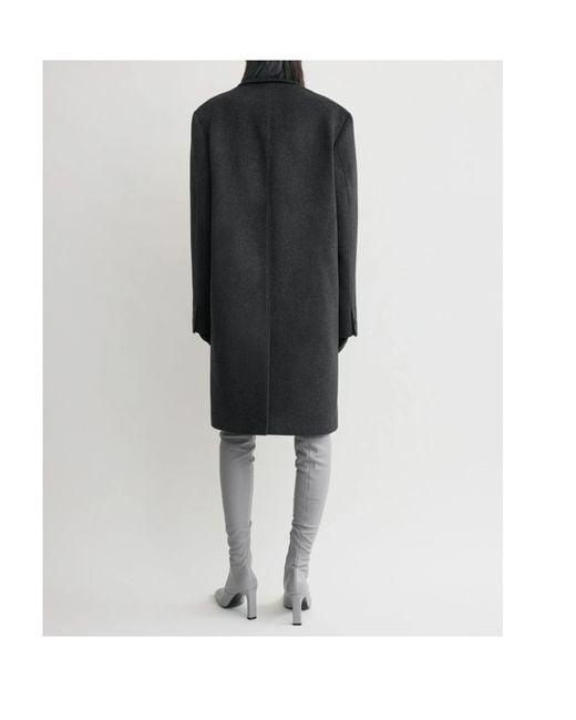 Totême Black Double-Breasted Cashmere Coat