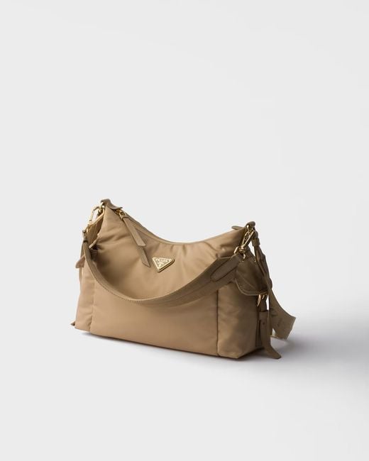 Prada Natural Explore Large Re-Nylon And Leather Bag