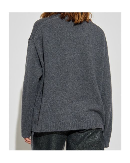 Ganni Gray Logo Patch Oversized Jumper
