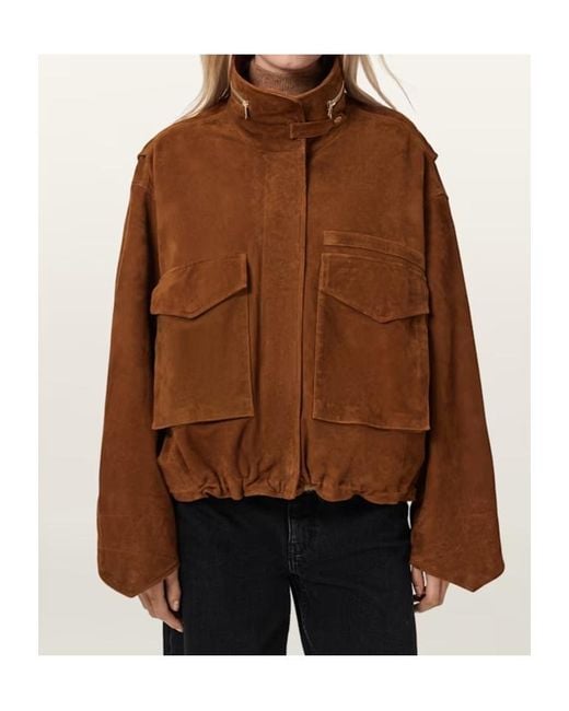 AllSaints Brown Clay Pocket Suede Jacket