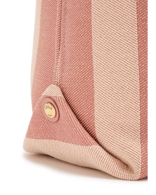 Chloé Pink Striped Canvas Tote Bag