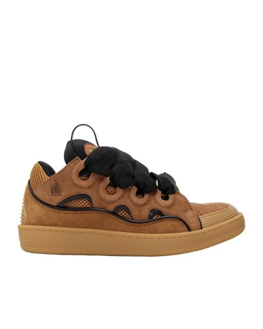 Lanvin Brown Curb Leather Sneakers for men