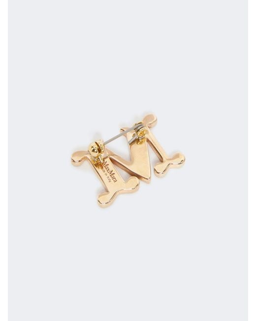 Max Mara White Logo Engraved Embellished Brooch