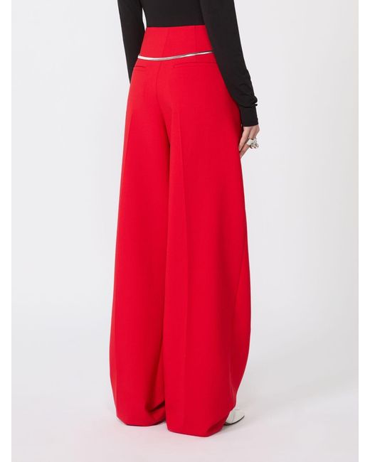 Sportmax Red Pleat Detailed Pants
