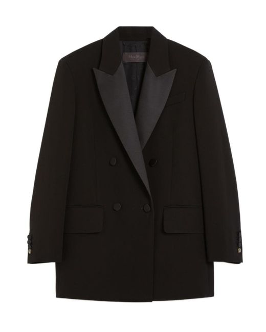 Max Mara Black Pianoforte Double-Breasted Long-Sleeved Jacket
