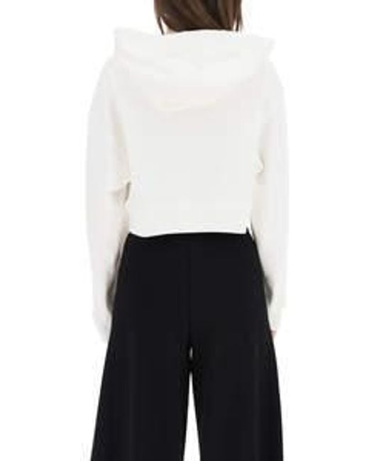 Alessandra Rich White Embellished Logo Hoodie