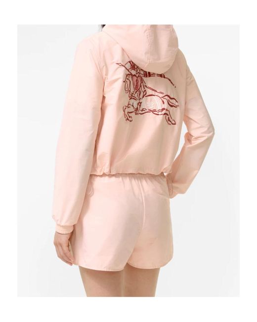 Burberry Pink Heart Knight Stretch Nylon Hooded Jacket
