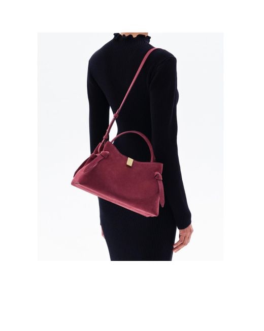 Yuzefi Purple Gyoza Knot-Detail Suede Tote Bag
