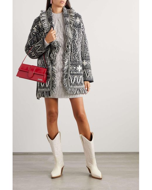 Golden Goose Deluxe Brand Gray Fringed Belted Cardigan