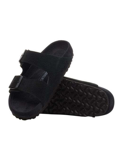 Birkenstock Black Slip On Buckled Slides for men