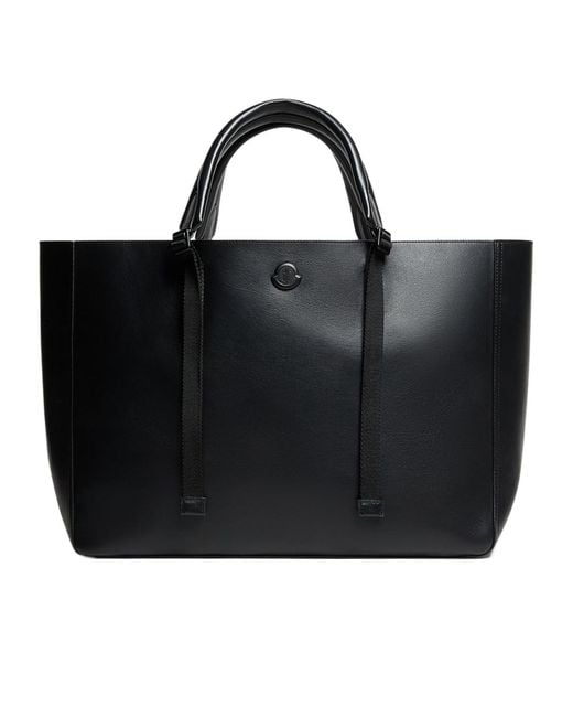 Moncler Black Carlo Leather Tote Bag for men