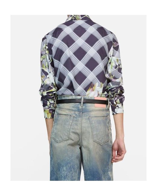 Acne Blue Floral-Print Shirt for men