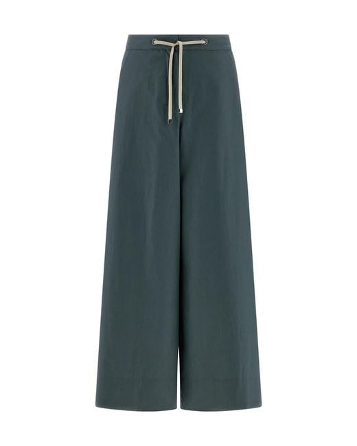 Max Mara Green 'S Gufo Drawstring Wide-Leg Pants