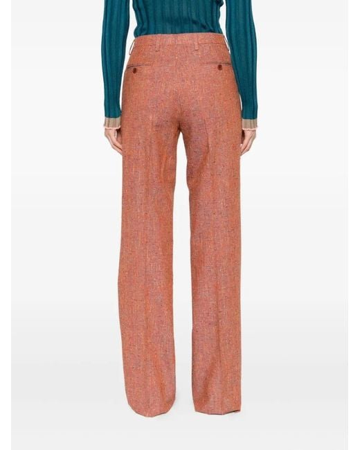 Etro Red Speckled Tweed Trousers
